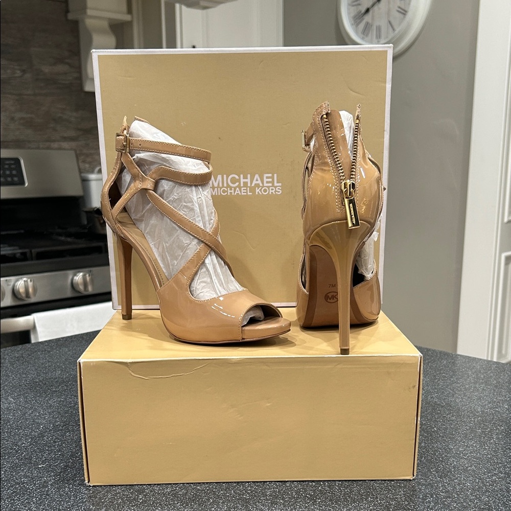 Michael Kors Nude Patent Strappy Heels